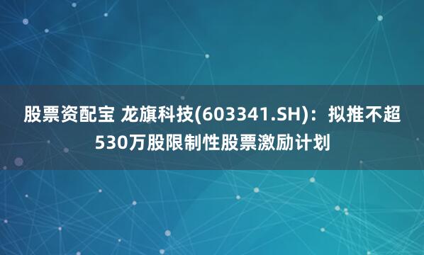 股票资配宝 龙旗科技(603341.SH)：拟推不超530万股限制性股票激励计划
