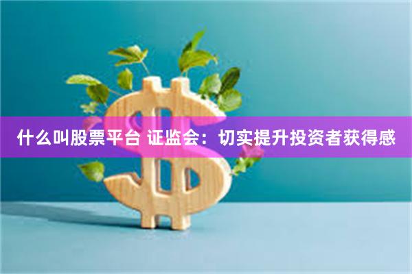 什么叫股票平台 证监会：切实提升投资者获得感